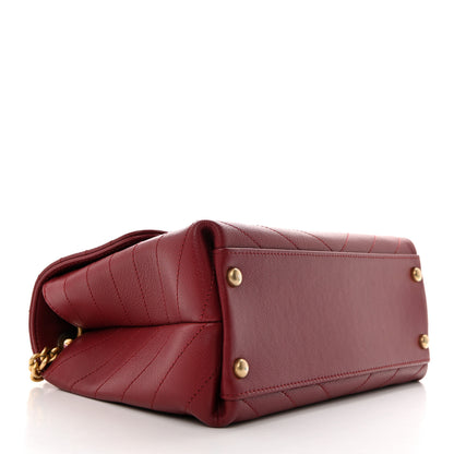 Chanel Grained Calfskin Snakeskin Small Chevron Chic Top Handle Flap Red 4 of 10