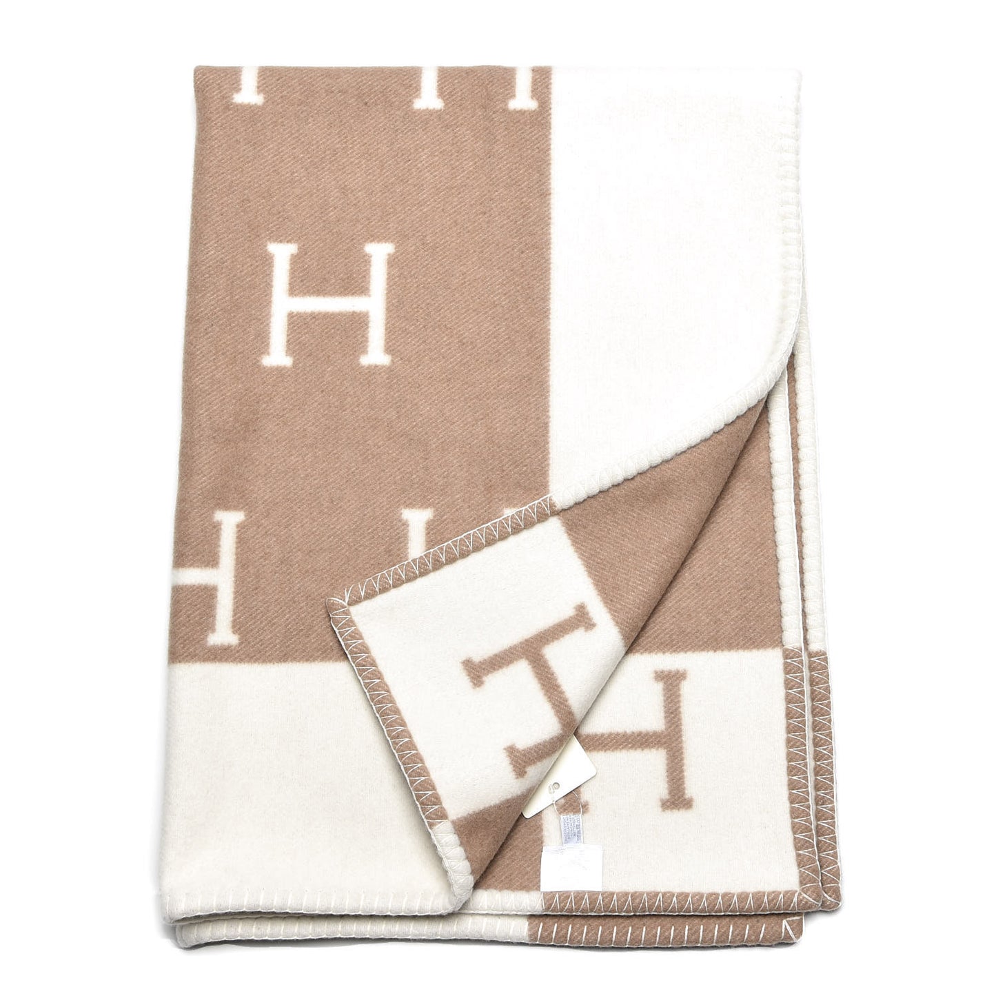 Wool Cashmere Avalon Baby Blanket Noisette Moyen White
