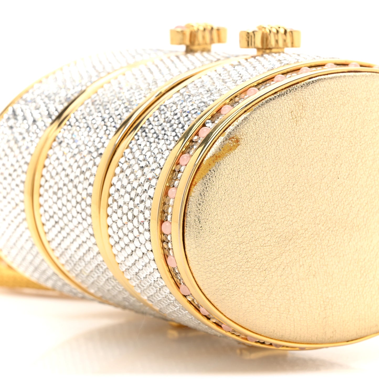 Swarovski Crystal Minaudiere Train Case Clutch Gold Silver