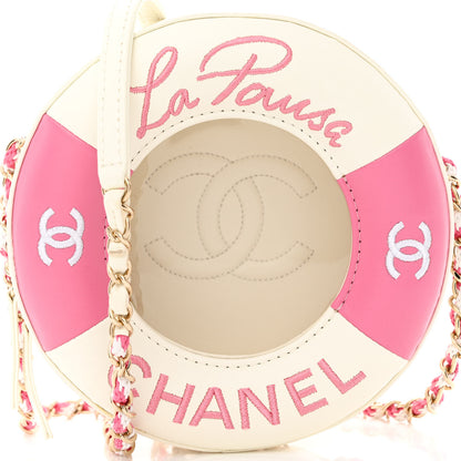Chanel Lambskin Coco Lifesaver Round Bag Pink White 8 of 11