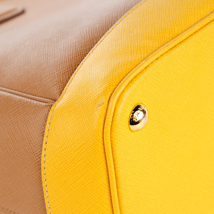 Prada Saffiano Lux Bi-Color Parabole Tote Caramel Mimosa 3 of 11