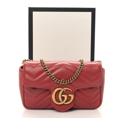Gucci Calfskin Matelasse Super Mini GG Marmont Shoulder Bag Hibiscus Red 11 of 11