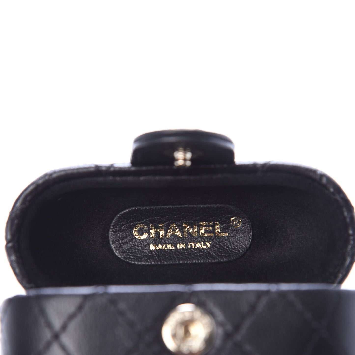 Lambskin Quilted Airpods Pro Case With Chain Black