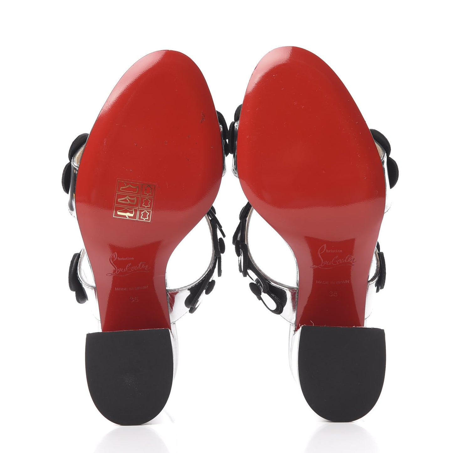 Metallic Calfskin Tres Pansy 85 Slide Sandals 35 Silver