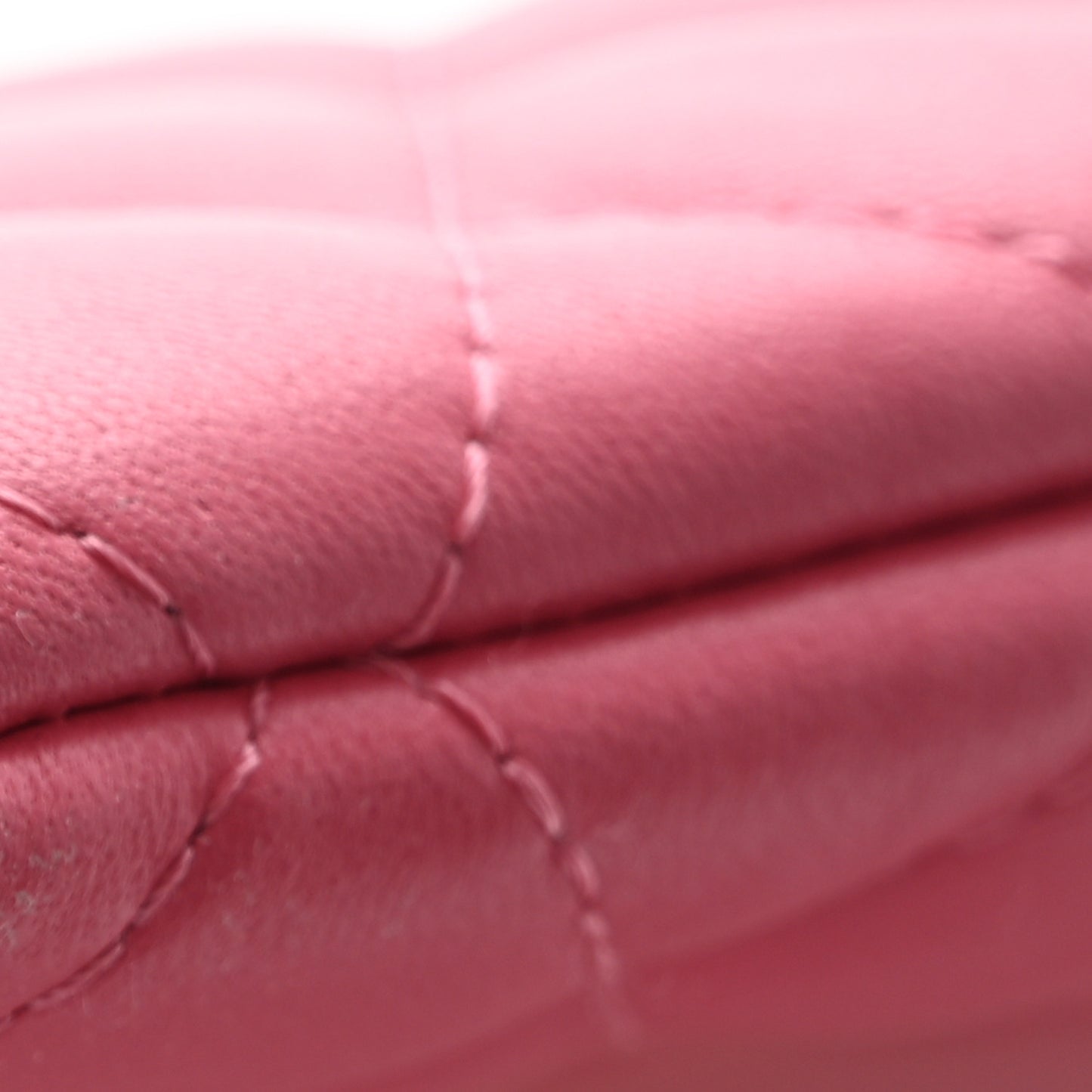 Lambskin Quilted Charms Large Cosmetic Case  Dark Pink