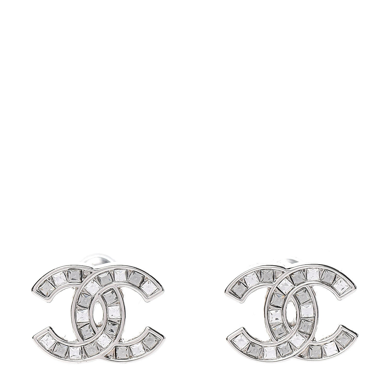 Chanel Crystal CC Earrings Silver 1 of 4