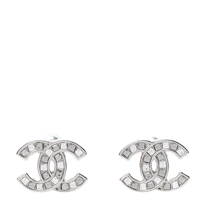 Chanel Crystal CC Earrings Silver 1 of 4