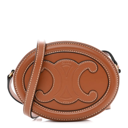 Celine Smooth Calfskin Cuir Small Triomphe Oval Crossbody Purse Tan 1 of 8