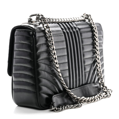 Prada Soft Calfskin Impunture Diagramme Large Chain Flap Shoulder Bag Black 3 of 10