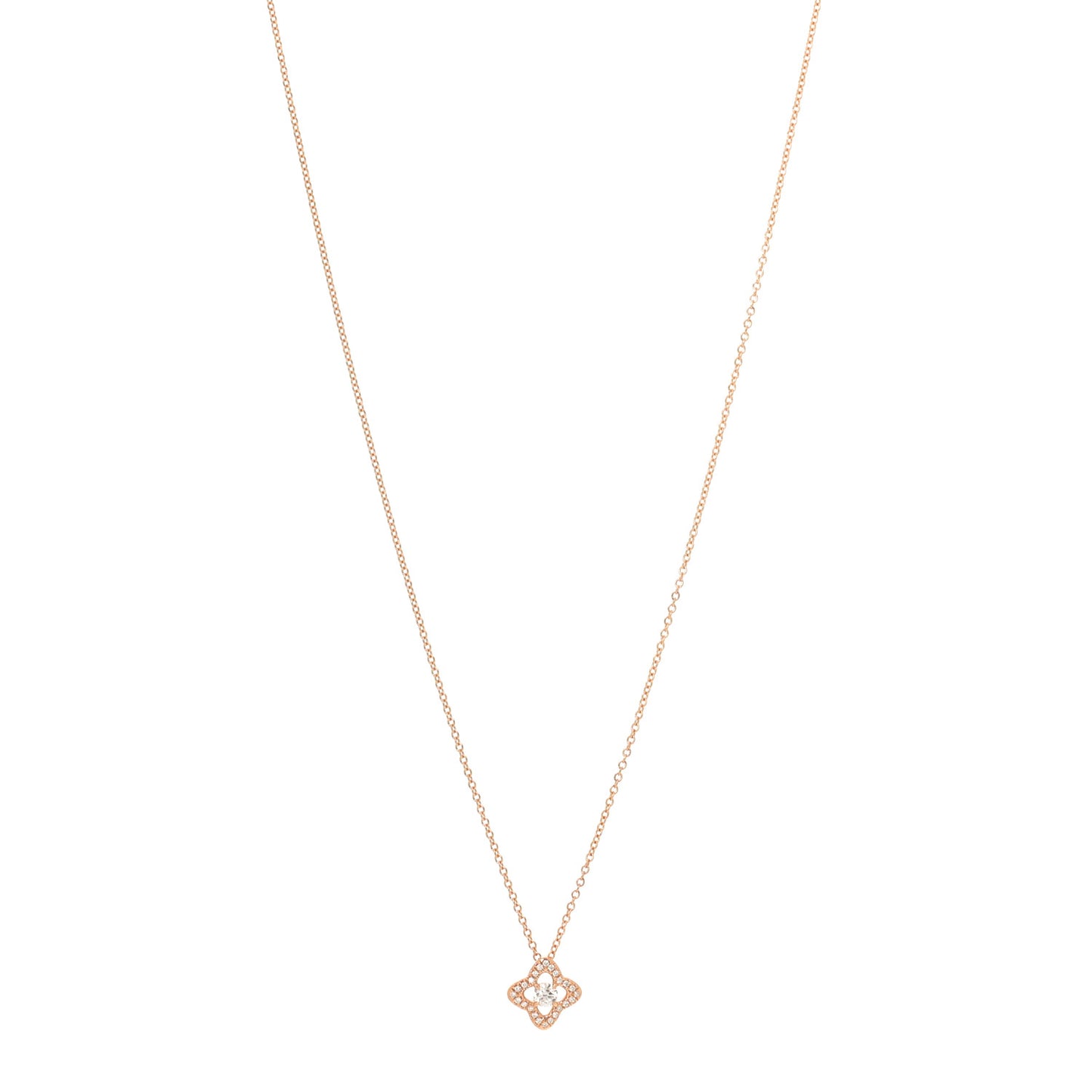 18K Yellow Gold Diamond Venetian Quatrefoil Pendant Necklace