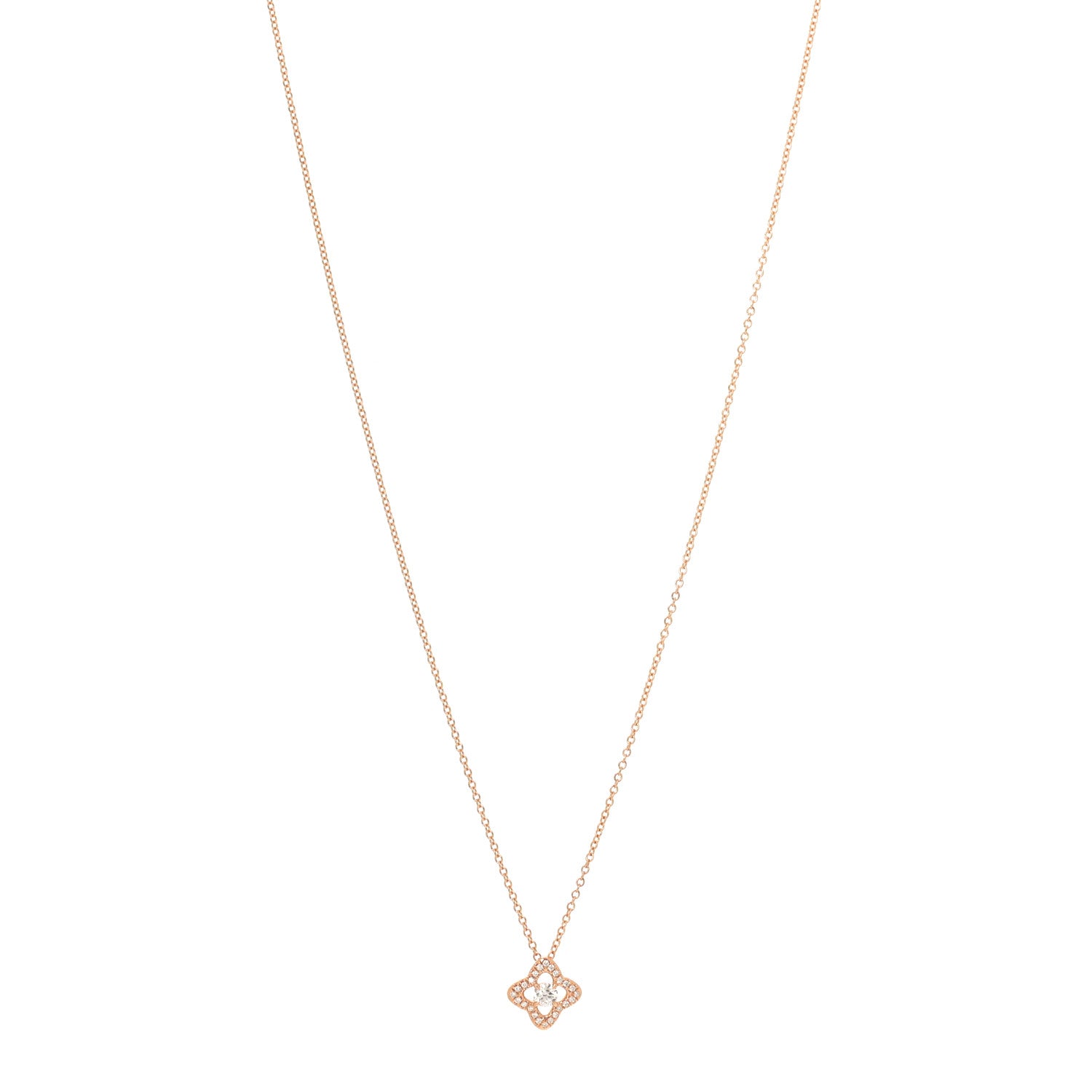 David Yurman 18K Yellow Gold Diamond Venetian Quatrefoil Pendant Necklace 1 of 5