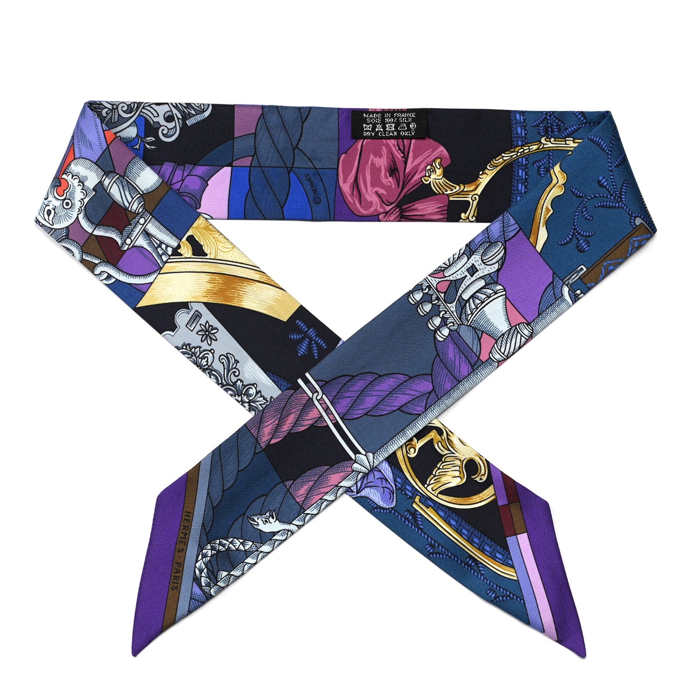 Silk Cavalleria D'Etriers Twilly Violet Bleu Rose