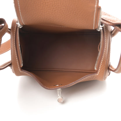 Hermes Taurillon Clemence Mini Lindy 20 Gold 5 of 11
