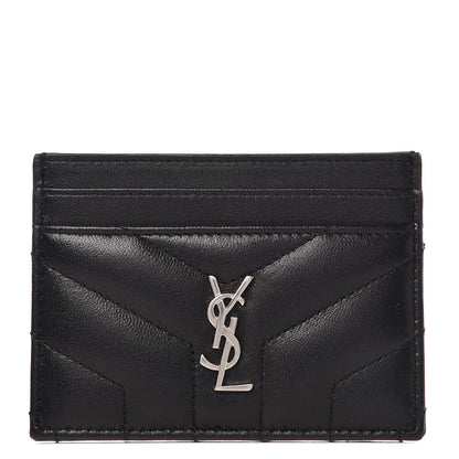 Saint Laurent Calfskin Y Quilted Monogram LouLou Credit Card Case Black 1 of 8