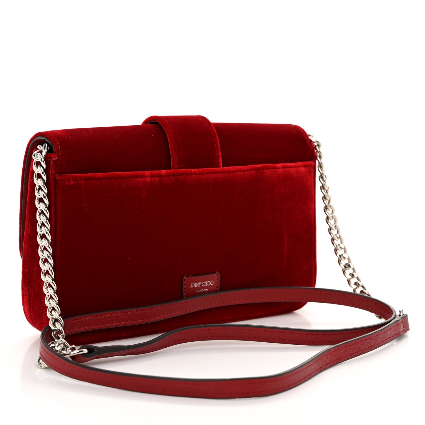 Velvet Crystal Cheri Wallet on Chain Royal Red