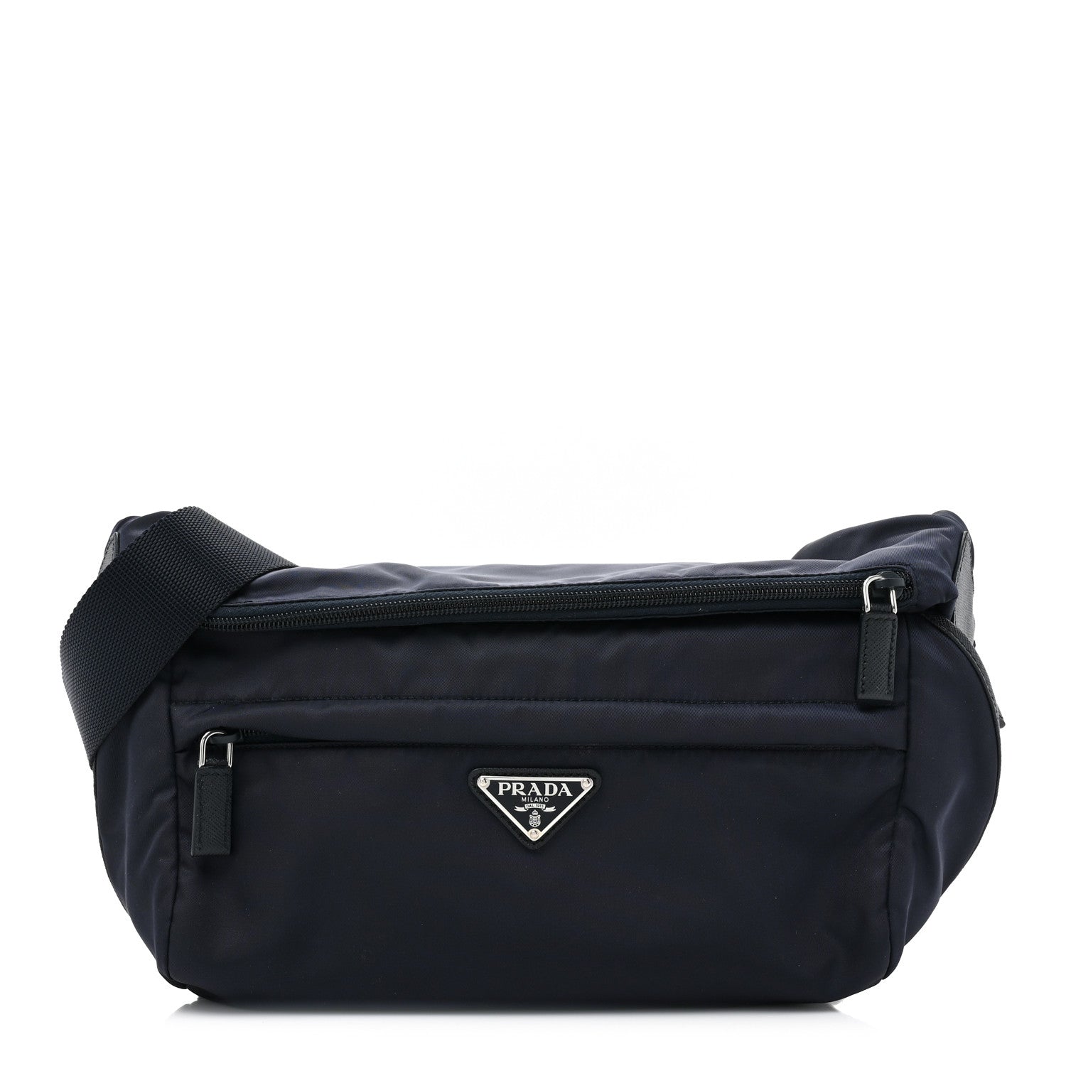 Prada Re-Nylon Saffiano Double Snap Buckle Zip Flap Shoulder Bag Bleu 1 of 12