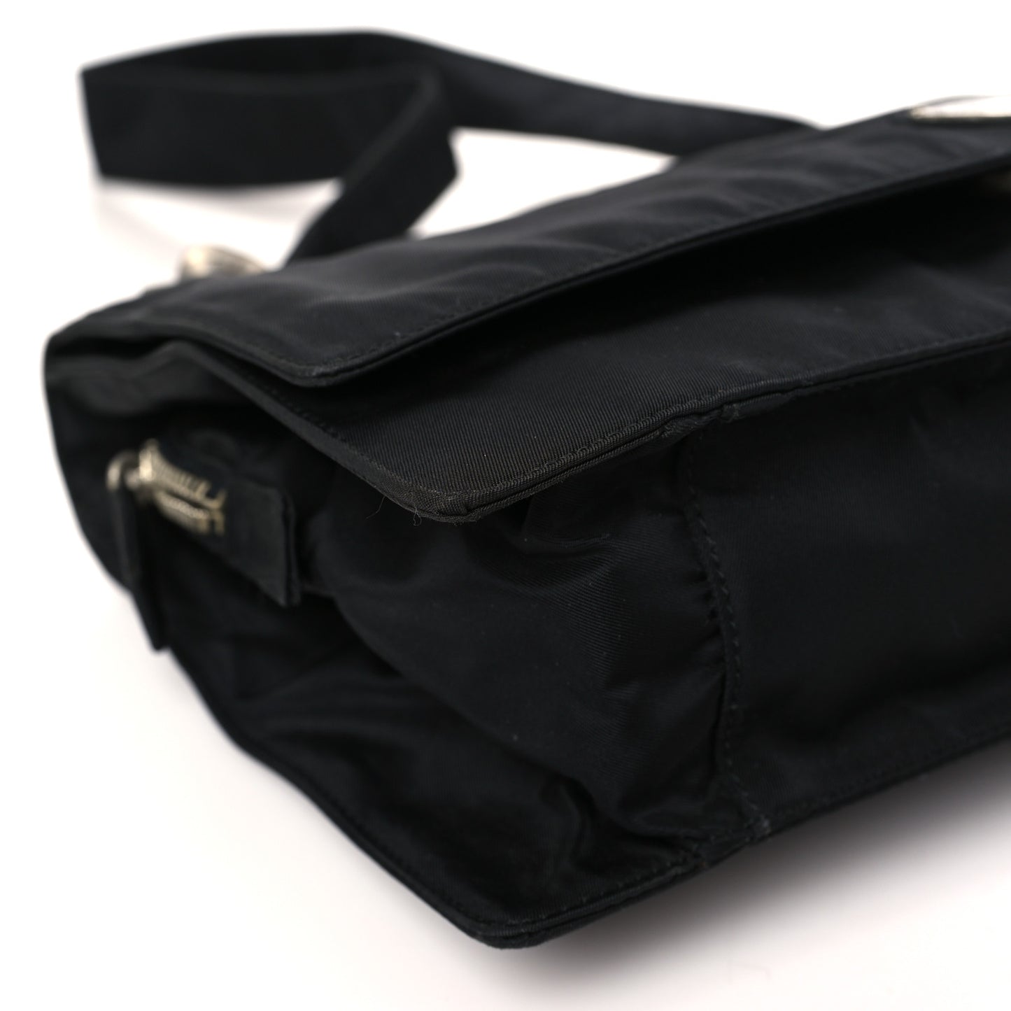 Tessuto Nylon Flap Shoulder Bag Black