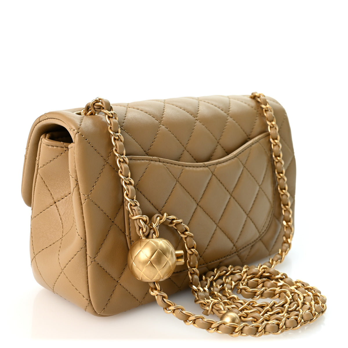 Chanel Lambskin Quilted Mini Rectangular Pearl Crush Flap Beige 2 of 9
