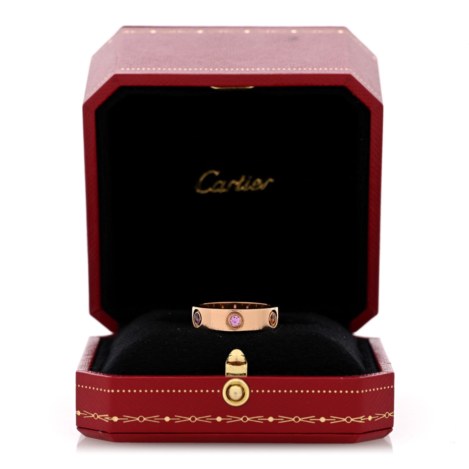 Cartier 18K Pink Gold Sapphire Garnet Amethyst 5.5mm LOVE Ring 54 6.75 6 of 6