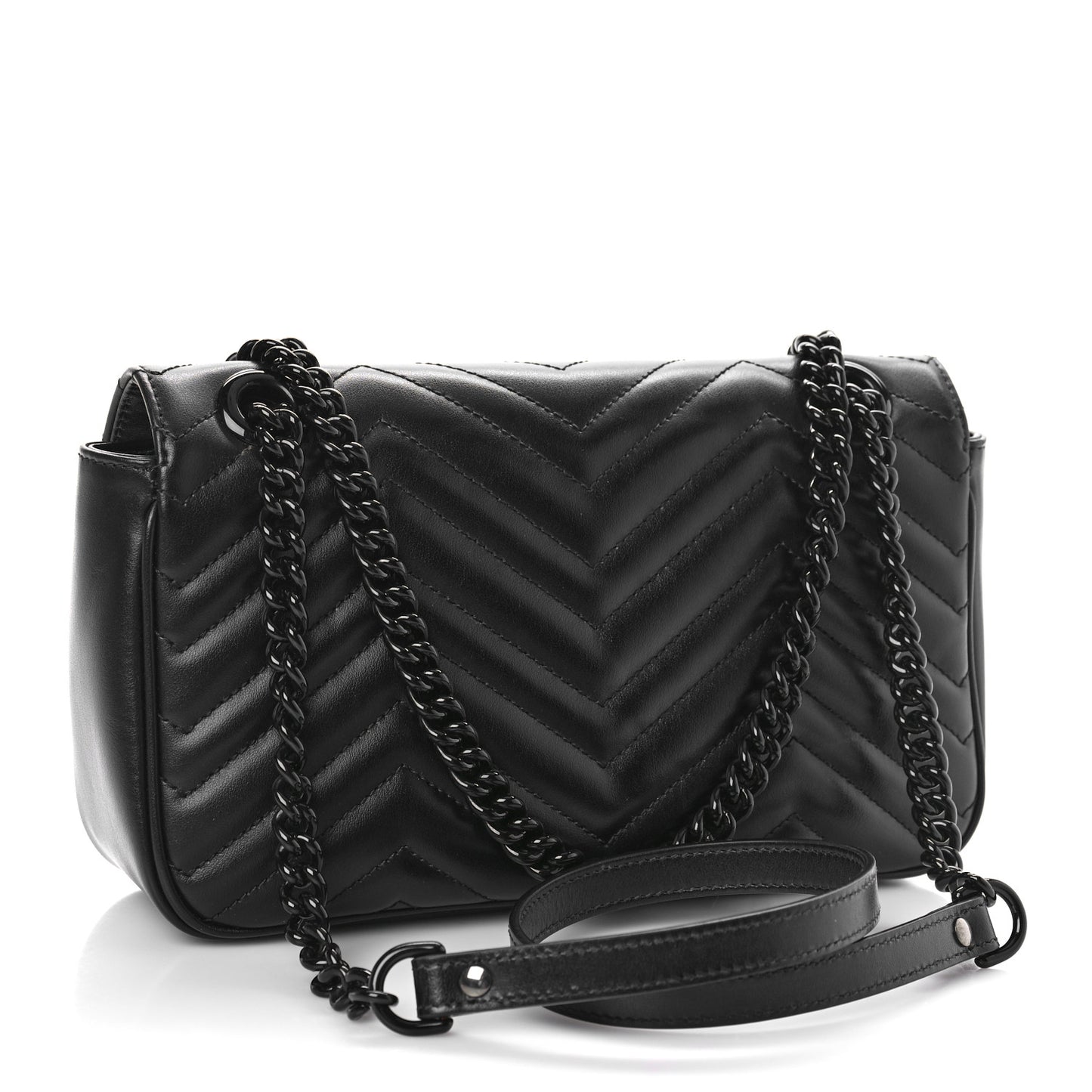 Calfskin Matelasse Monochrome Small GG Marmont Shoulder Bag Black