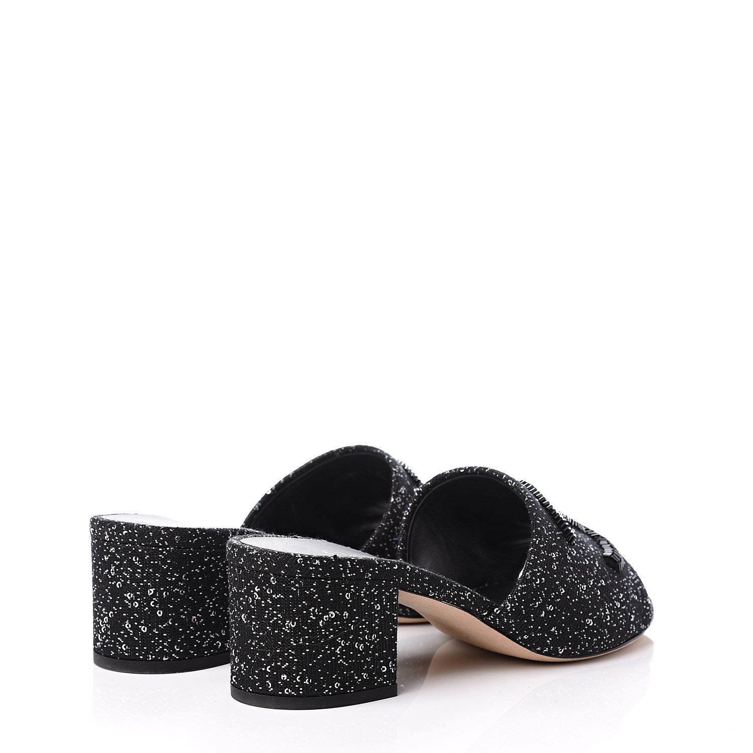 Chanel Tweed CC Mules 36 Black White 4 of 11