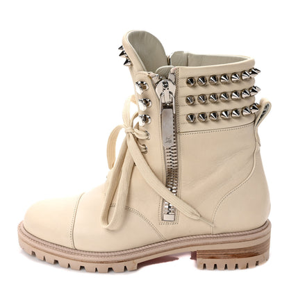 Christian Louboutin Calfskin Winter Spikes Combat Boots 38 White 1 of 7
