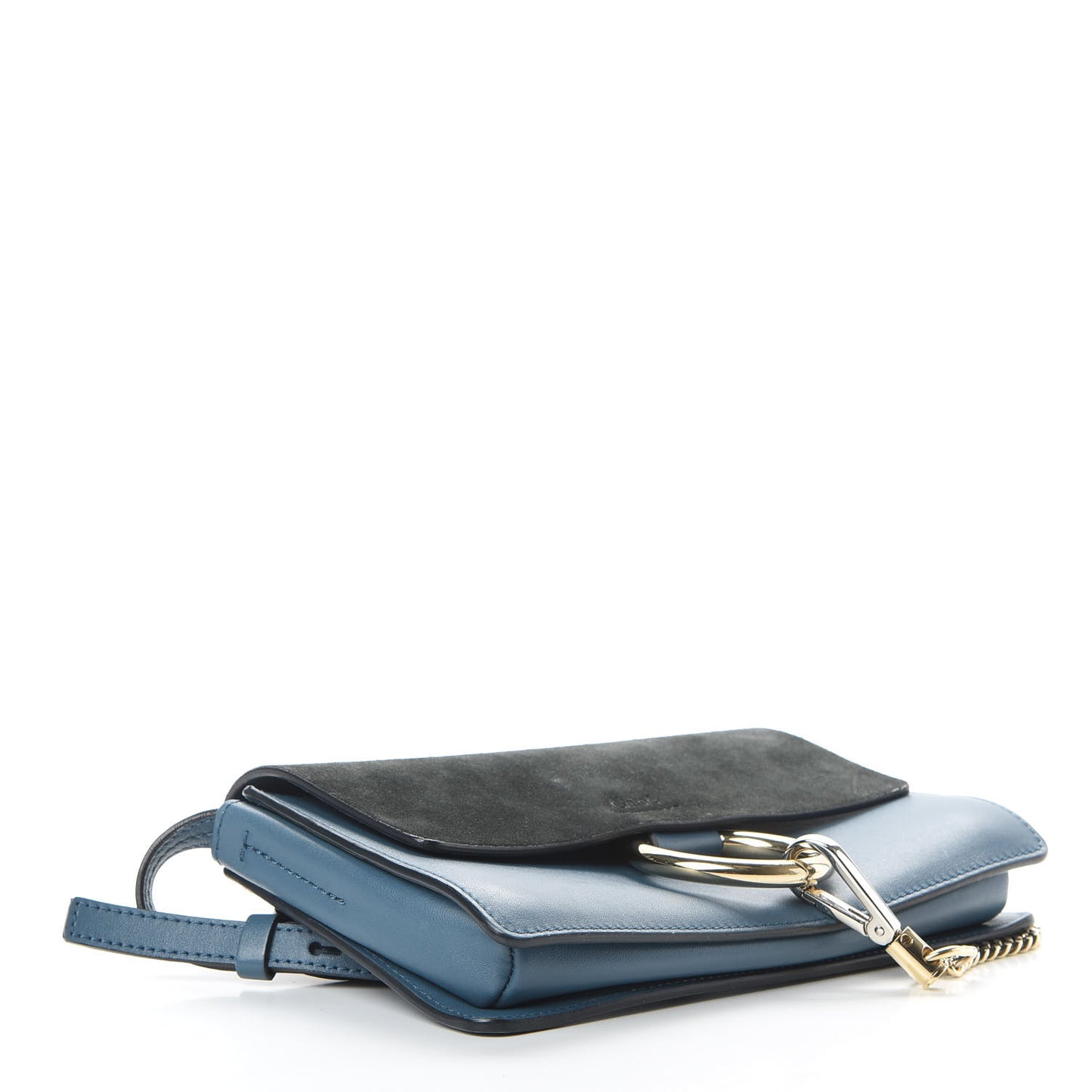 Suede Calfskin Small Faye Shoulder Bag Summer Blue Intense Green