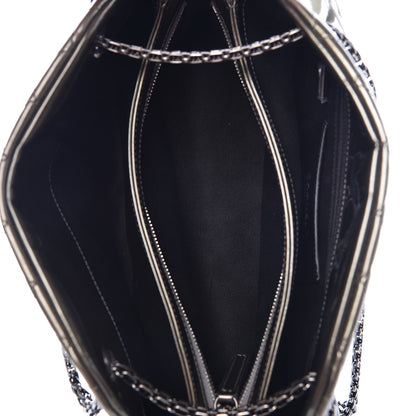 Chanel Metallic Patent Quilted Medium Just Mademoiselle Bowling Bag Silver Degrade 5 of 8