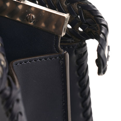 Fendi Vitello King Shiny Nappa Intreccio Petite Peekaboo I SEE U Satchel Midnight 12 of 12