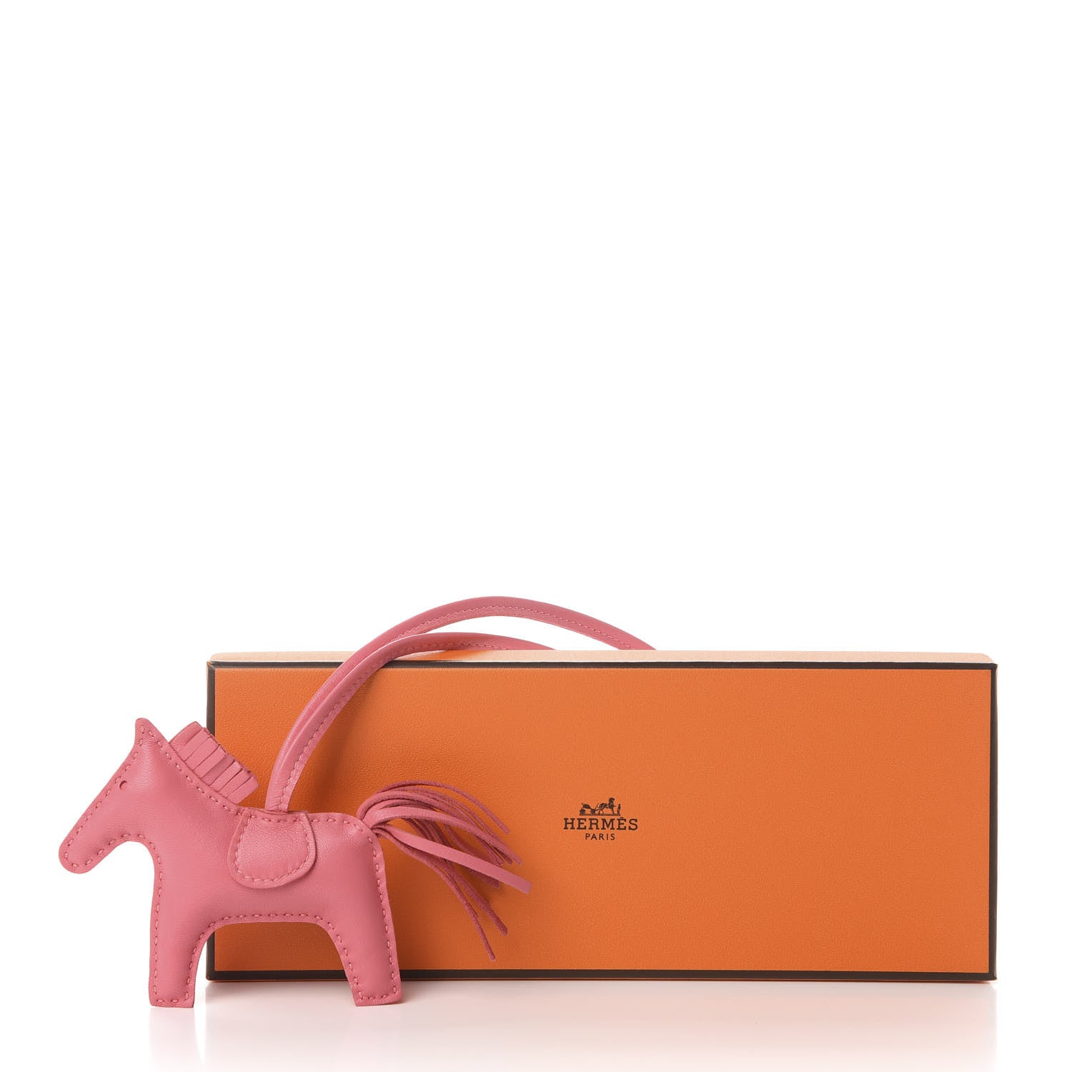 Hermes Milo Lambskin Grigri Rodeo Horse Bag Charm PM Rose Azalee 4 of 4