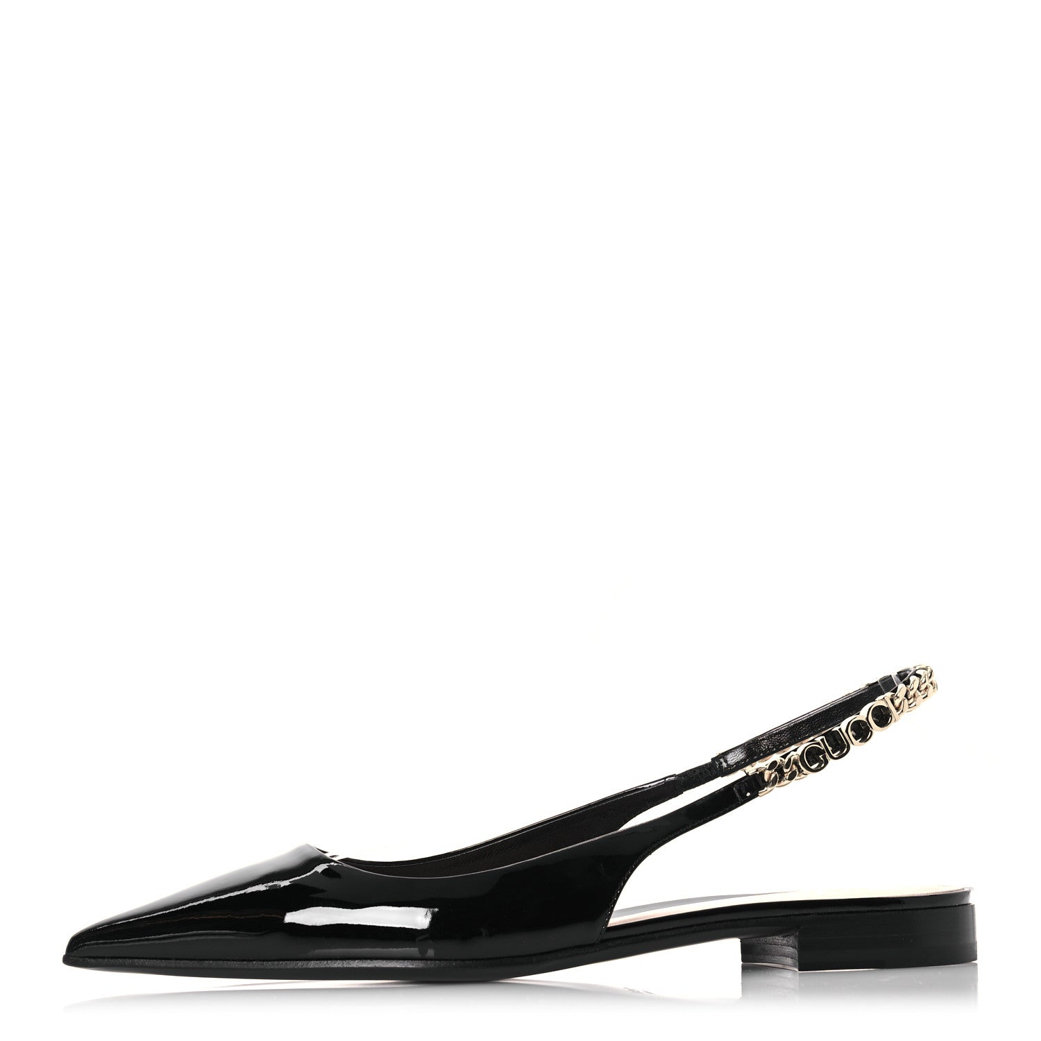 Gucci Patent Signoria Ballet Slingback Ballet Flat 37 Black 1 of 10