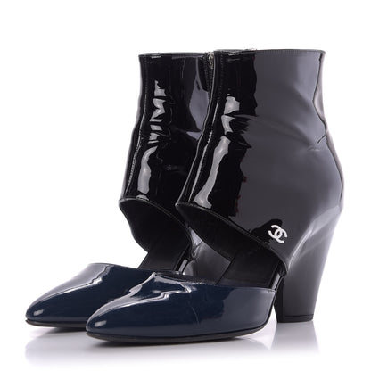 Chanel Patent Calfskin Pumps 38 Black Navy 2 of 11