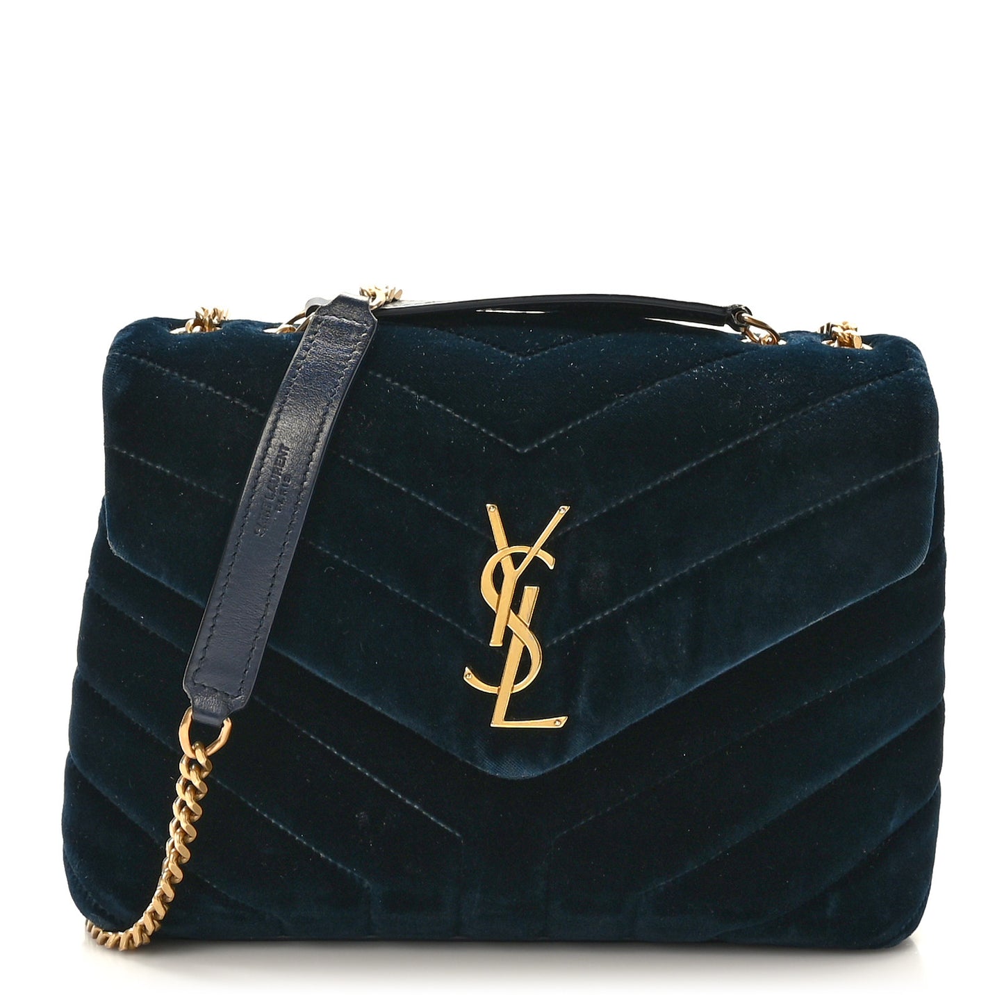 Velvet Y Quilted Monogram Small Loulou Chain Satchel Medium Blue