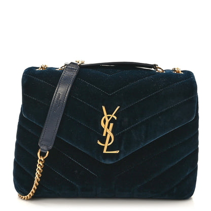 Saint Laurent Velvet Y Quilted Monogram Small Loulou Chain Satchel Medium Blue 1 of 9