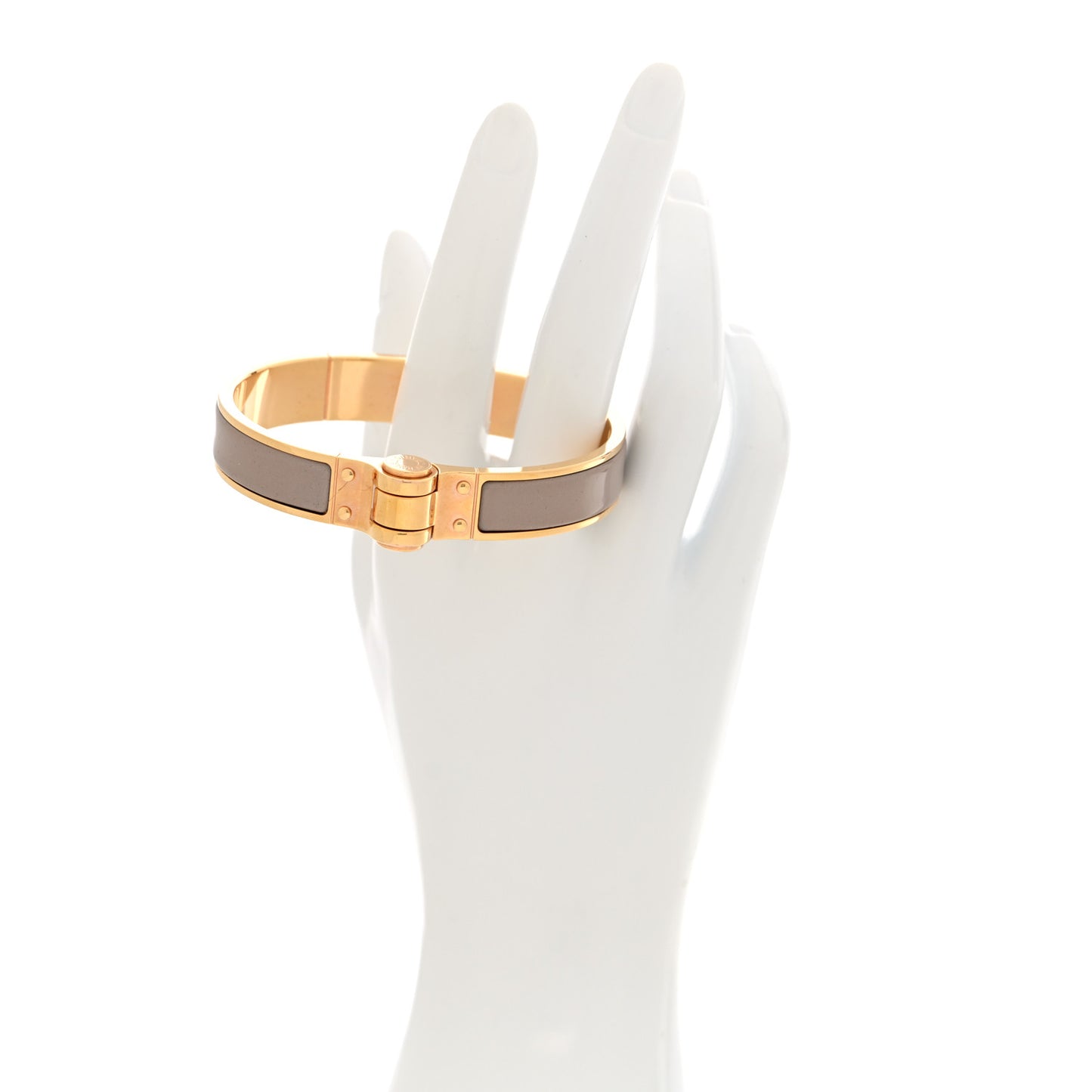 Enamel Charniere Uni Narrow Hinged Bracelet M Gris Clair