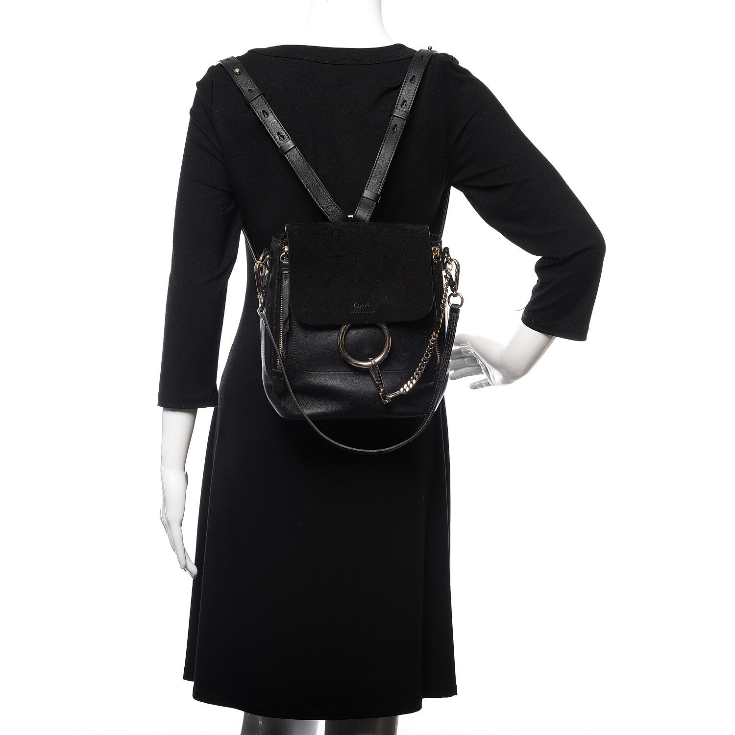 Chloe Suede Calfskin Small Faye Backpack Black 2 of 11