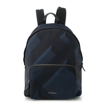 Burberry Nylon Check Print Abbeydale Simple Backpack Navy 1 of 14