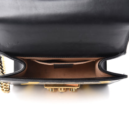 Gucci Calfskin GG Supreme Monogram Small Padlock Shoulder Bag Black Gold 5 of 17