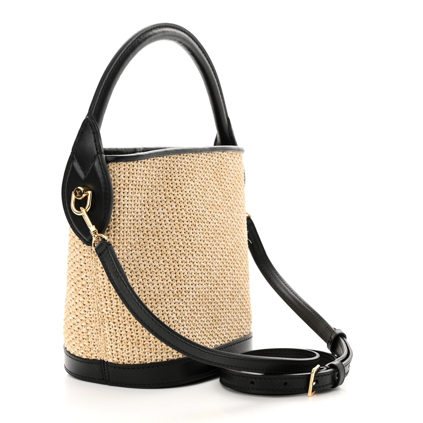 Raffia Petit Bucket Black