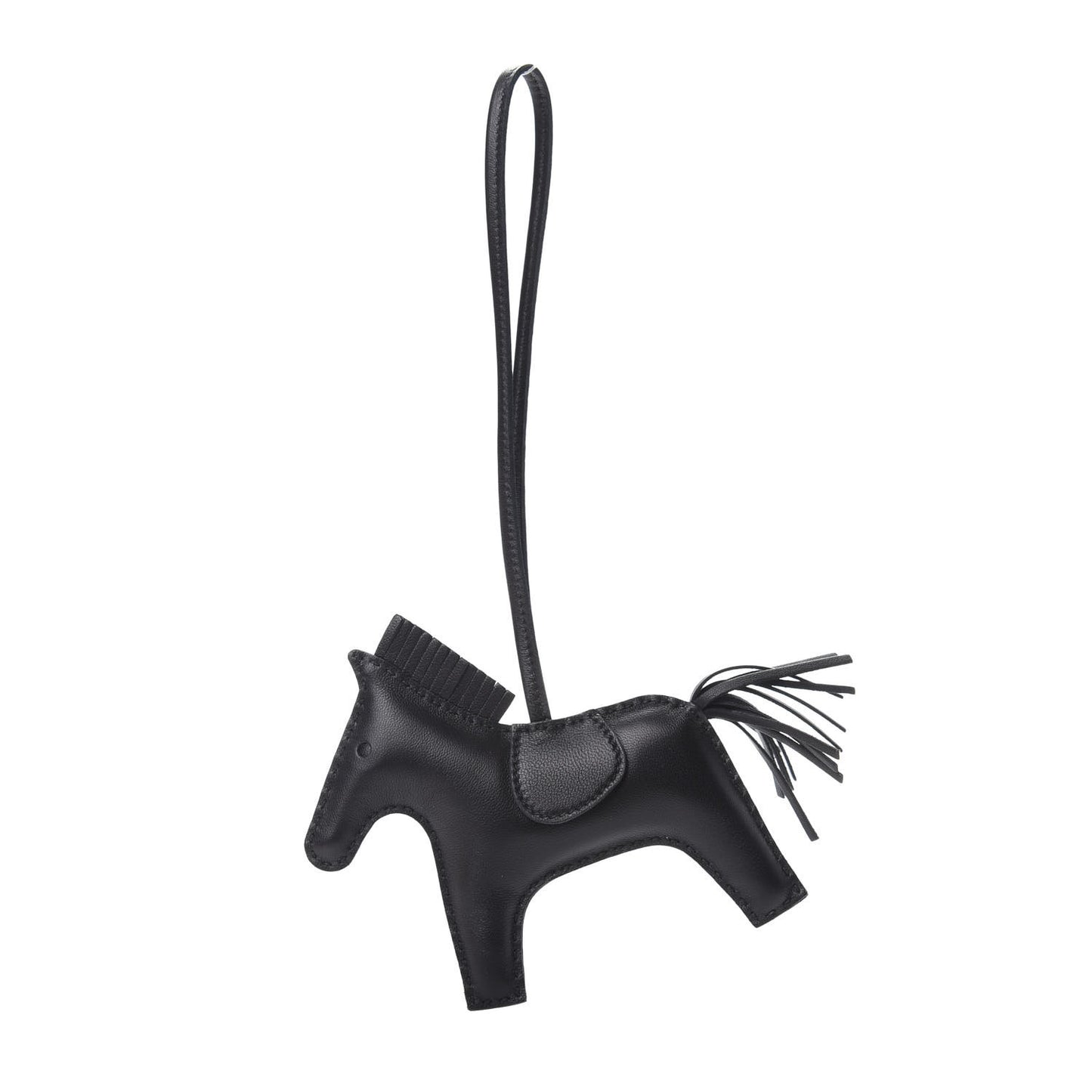 Milo Lambskin Grigri Rodeo Horse Bag Charm MM So Black