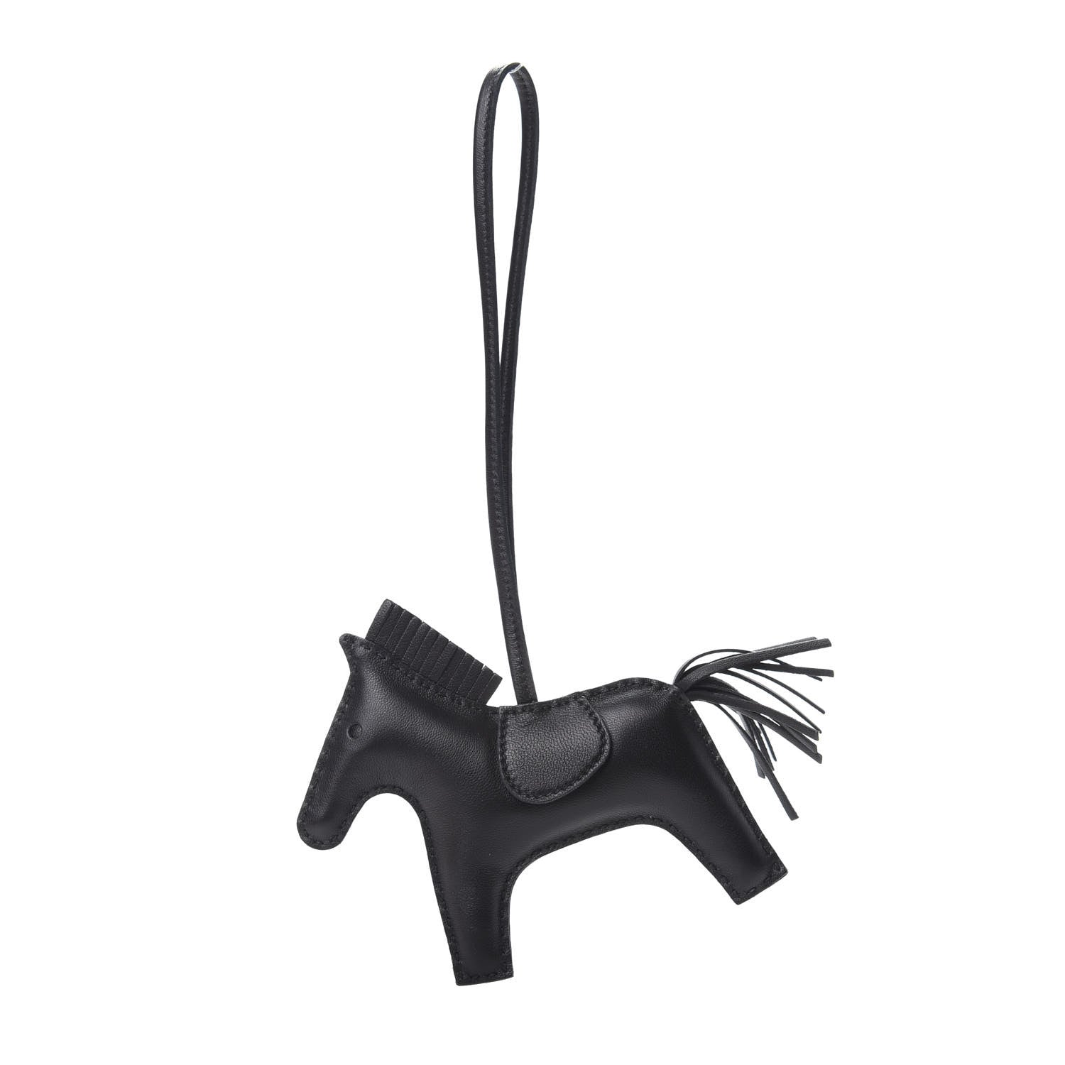 Hermes Milo Lambskin Grigri Rodeo Horse Bag Charm MM So Black 1 of 5