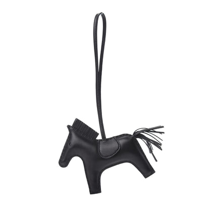 Hermes Milo Lambskin Grigri Rodeo Horse Bag Charm MM So Black 1 of 5