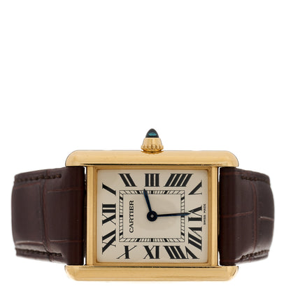 Cartier 18K Yellow Gold Alligator 26mm Tank Louis Quartz Watch Brown 2 of 5