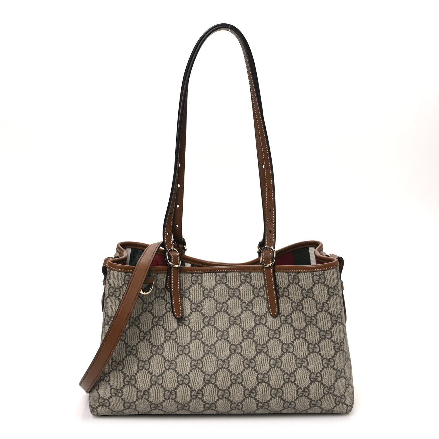 GG Supreme Monogram Emblem Medium Tote Bag Beige Dark Brown