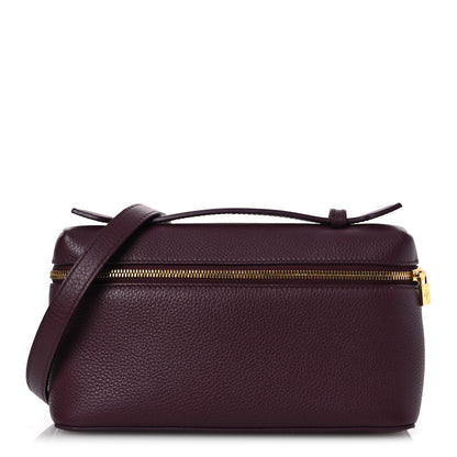Loro Piana Grained Calfskin L19 Extra Pocket Pouch Azuki Beans 1 of 12