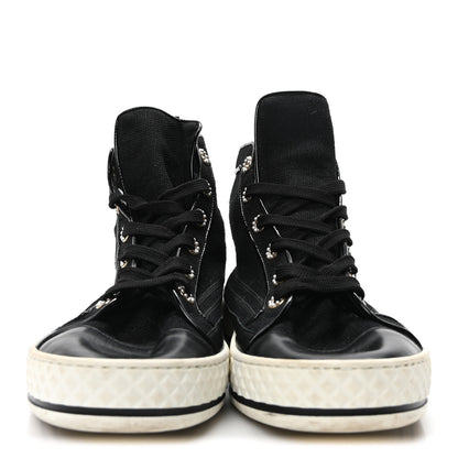 Chanel Fabric Lambskin Lace Up Cap Toe Sneakers 39.5 Black 5 of 18