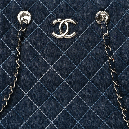 Chanel Denim Quilted Large Coco Handle Shopping Tote Blue 9 of 11