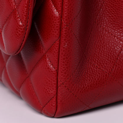 Chanel Caviar Quilted Jumbo Double Flap Dark Red 13 of 15