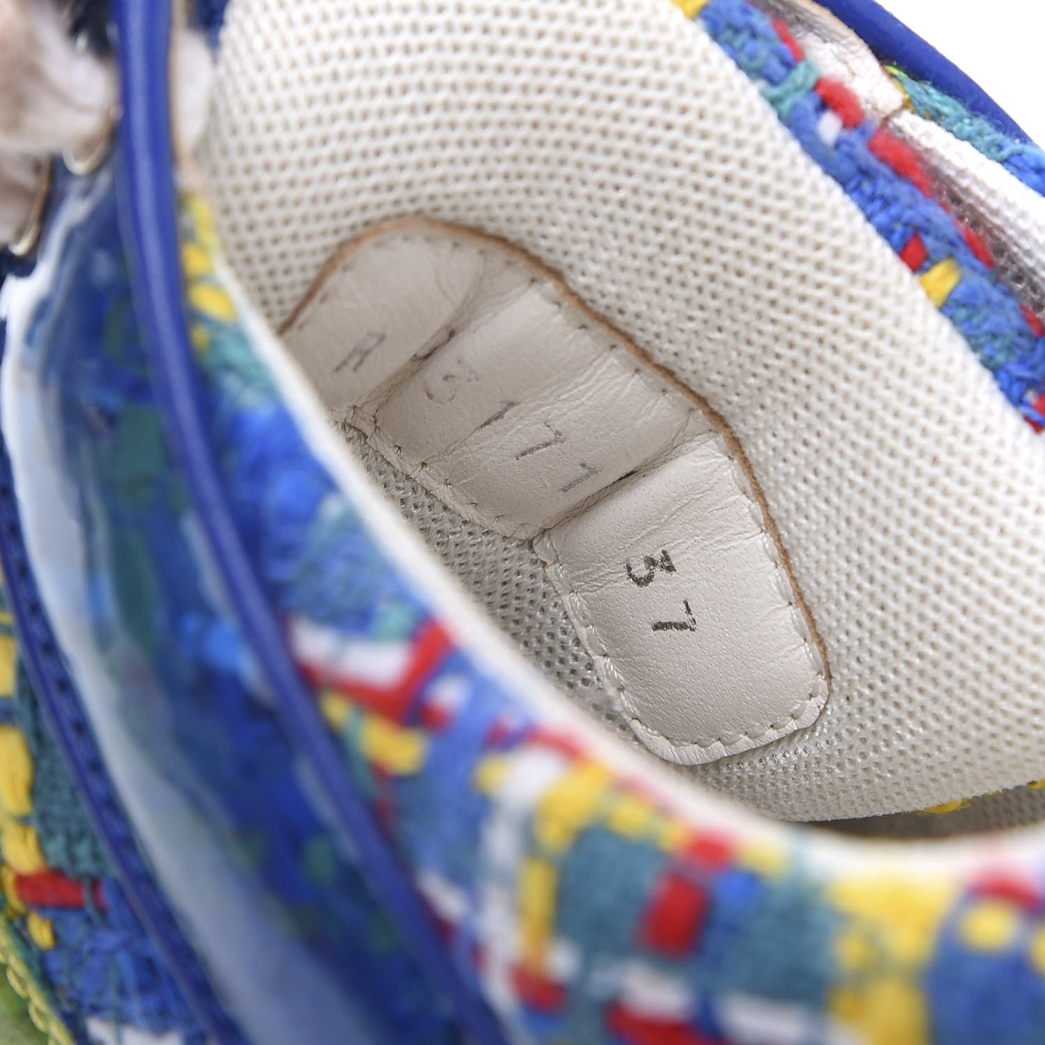 Chanel Tweed Calfskin Tennis Sneakers 37 Red Yellow Blue 8 of 9