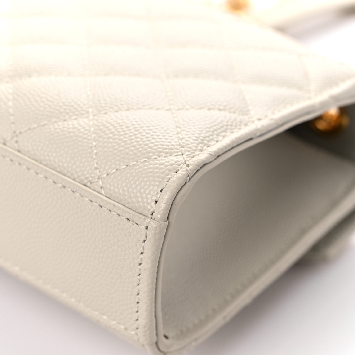 Saint Laurent Grain De Poudre Textured Mixed Matelasse Triquilt Small Monogram Satchel Crema Soft 11 of 16